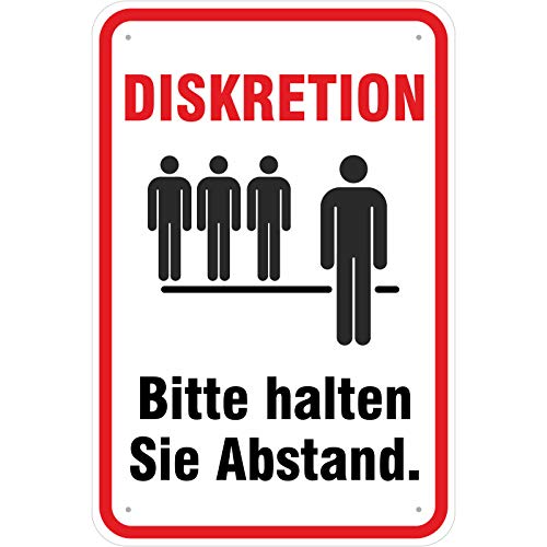 Schild 20x20 cm Schild Hinweisschild Diskretion Abstand halten von KDS