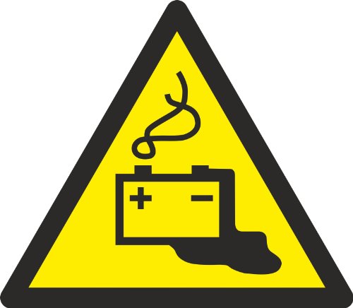 Schild 2mm Alu-Verbund ASR-A1-3 (DIN EN ISO 7010) "Warnung vor Gefahren durch das Aufladen von Batterien W026" 20 cm groß, stabil von KDS