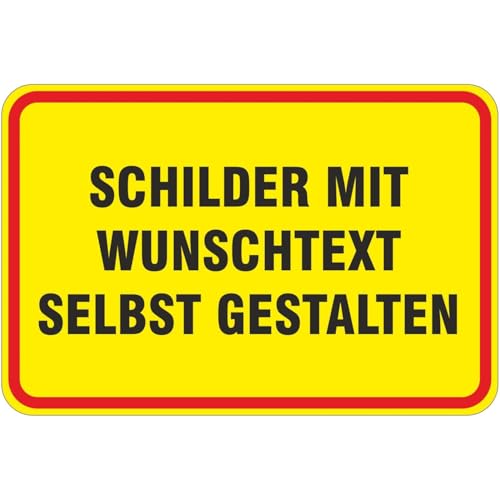Schild 30x20 cm Gelb mit rotem Rahmen mit Wunschtext selbst gestalten von KDS