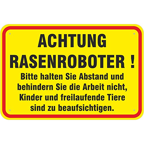 Schild 40 x 60 cm Achtung Rasenroboter 3mm Aluverbund von KDS