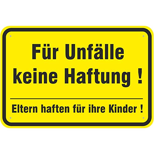 Schild 40 x 60 cm Für Unfälle Keine Haftung 3 mm Alu von KDS
