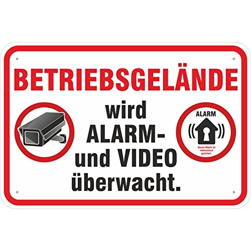 Schild 40x60 cm Alarm und Videoüberwacht Betriebsgelände in 3 Größen von KDS