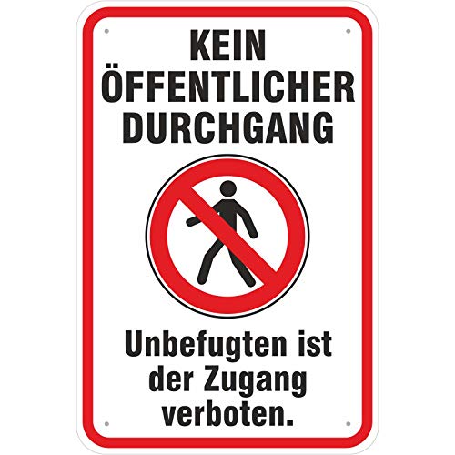 Schild 40x60 cm Schild Hinweisschild kein öffentlicher Durchgang mit Symbol 3 mm Alu von KDS