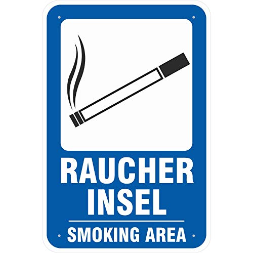 Schild 40x60 cm Schild Raucherinsel Smoking Area Raucherplatz 3 mm Aluverbund von KDS