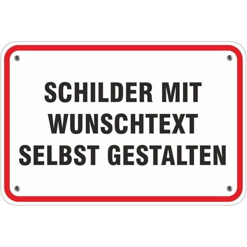Schild 45x30 cm weiß roter Rahmen mit Text drucken gestalten von KDS