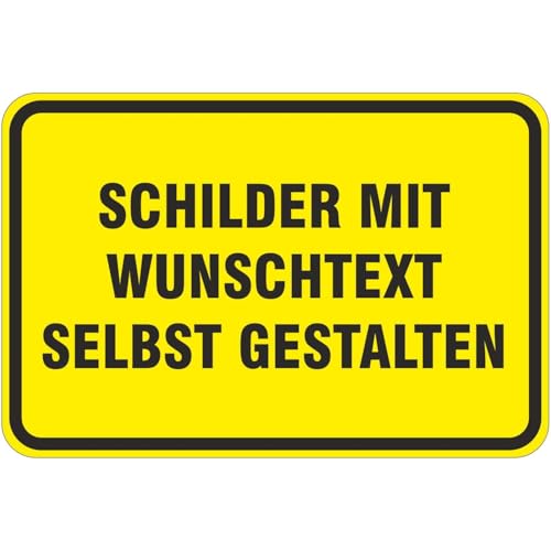 Schild 60x40 cm Gelb mit schwarzem Rahmen mit Wunschtext selbst gestalten von KDS