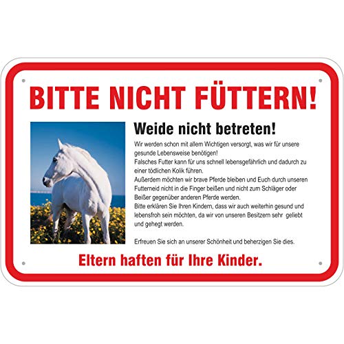 Schild Achtung, Pferde Nicht füttern 400 x 600 mm aus Aluminium-Verbundmaterial 3mm stark von KDS