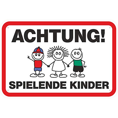 Schild Achtung/Vorsicht spielende Kinder 2" aus Aluminium-Verbundmaterial 3mm stark 30 x 45 cm von KDS