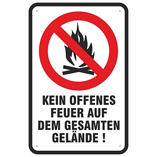 Schild Achtung kein offenes Feuer 200 x 300 mm aus Aluminium-Verbundmaterial 3mm stark von KDS