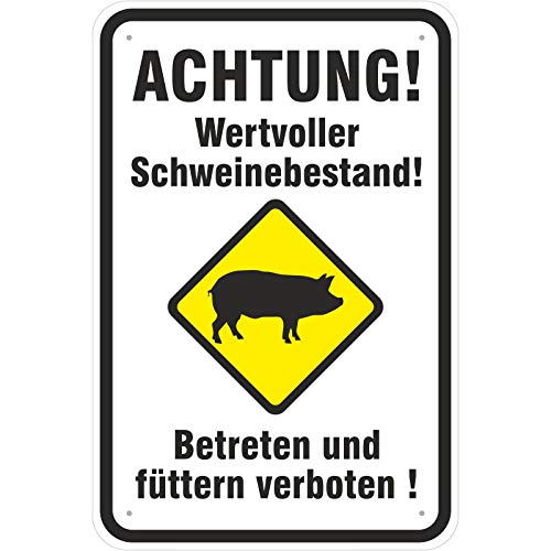 Schild Achtung wertvoller Schweinebestand Schweine aus Aluminium-Verbundmaterial 3mm stark 40 x 60 cm von KDS