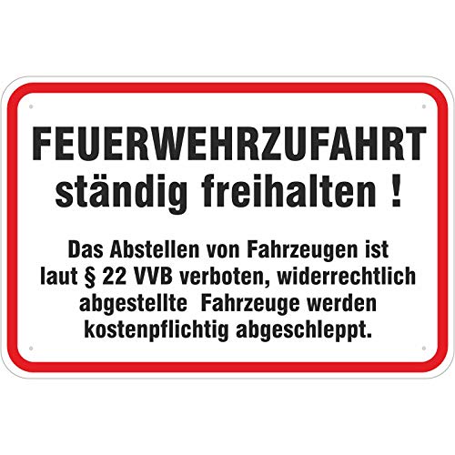 Schild Feuerwehrzufahrt aus Aluminium-Verbundmaterial 3mm stark 40 x 60 cm Achtung Feuerwehrausfahrt von KDS