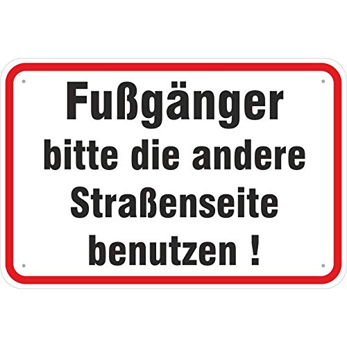 Schild Fußgänger Bitte andere Straßenseite benutzen aus Aluminium-Verbundmaterial 3mm stark 40 x 60 cm von KDS