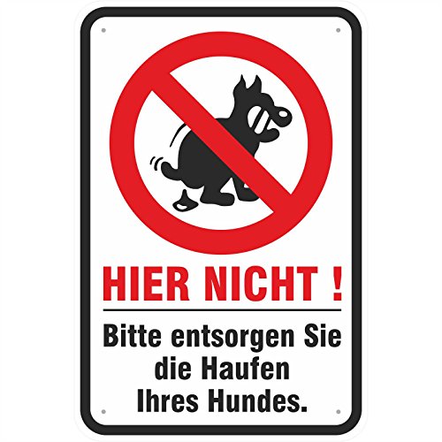 Schild Hundehaufen entsorgen Hundekot verboten 300 x 450 mm aus Aluminium-Verbundmaterial 3mm stark von KDS