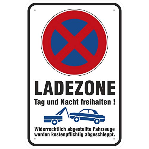 Schild Ladezone Parken Halten verboten, Bitte freihalten aus Aluminium-Verbundmaterial 3mm stark 30 x 45 cm von KDS