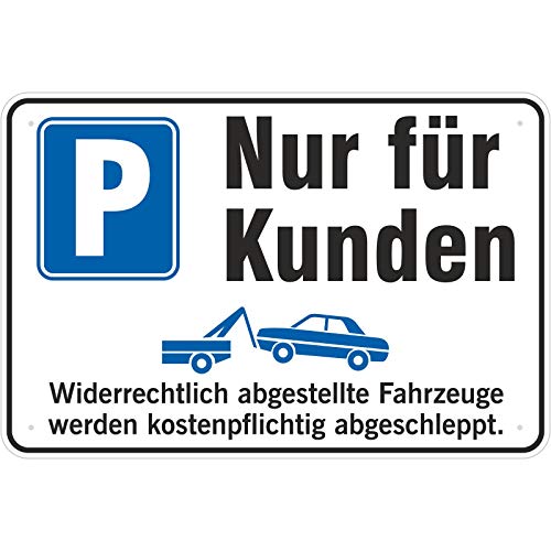 Schild Parkplatz nur für Kunden 400 x 600 mm aus Aluminium-Verbundmaterial 3mm stark von KDS