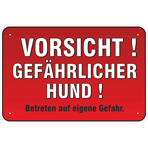 Schild Vorsicht ! Gefährlicher Hund ! 400 x 600 mm aus Aluminium-Verbundmaterial 3mm stark von KDS