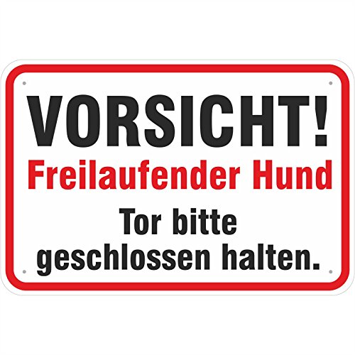 Schild Vorsicht freilaufender Hund Tor geschlossen halten 200 x 300 mm aus Aluminium-Verbundmaterial 3mm stark von KDS