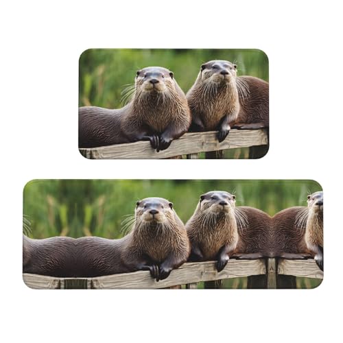 2er Set Küchenfußmatten mit Otterdruck - Lebendige Muster für elegante und funktionale Böden von KDSEFHHCB