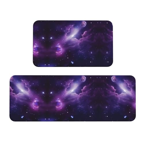 Galaxy Starry Space Purple Starry Print Kitchen Floor Mat 2 Sets Vibrant Designs for Stylish and Functional Floors von KDSEFHHCB