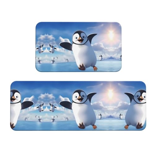 Happy Pinguin Print Küchenbodenmatte 2 Sets lebendige Designs für stilvolle und funktionale Böden von KDSEFHHCB