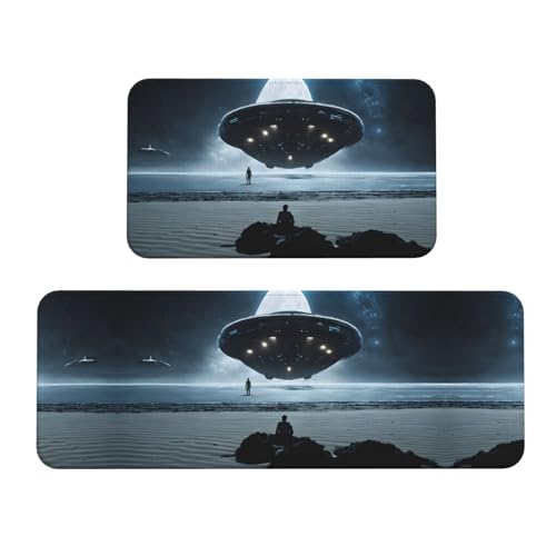 Moon Stars and Planets Print Kitchen Floor Mat 2 Sets Vibrant Designs for Stylish and Functional Floors von KDSEFHHCB