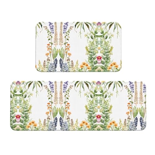 Springtime Küchenbodenmatte mit Kräutergarten, 2 Sets, lebendige Designs für stilvolle und funktionale Böden von KDSEFHHCB