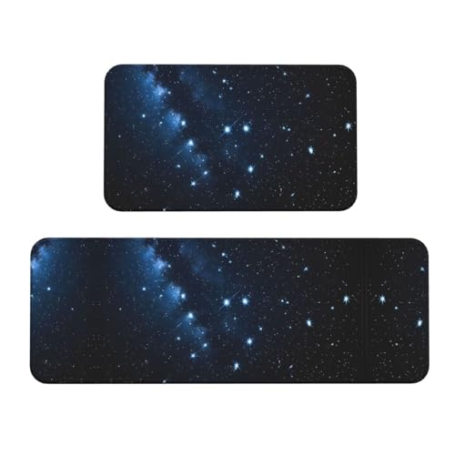 Starry Night Deep Outer Space Print Kitchen Floor Mat 2 Sets Vibrant Designs for Stylish and Functional Floors von KDSEFHHCB