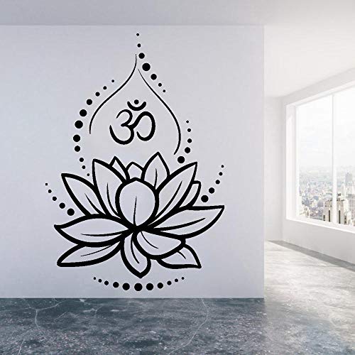 KDSMFA Lotusblumen-Vinyl-Wandaufkleber, Schlafzimmer, Dekoration, Yoga, Hinduismus, Hinduismus, Om-Symbol, Aufkleber für Meditationsraum, Wände, Kunst, Wandbilder, 42 x 59 cm von KDSMFA