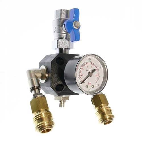 Druckluftverteiler MVASK 15-2, Kupplung 2-fach Kugelhahn 1/2" Manometer Ventil von KDT