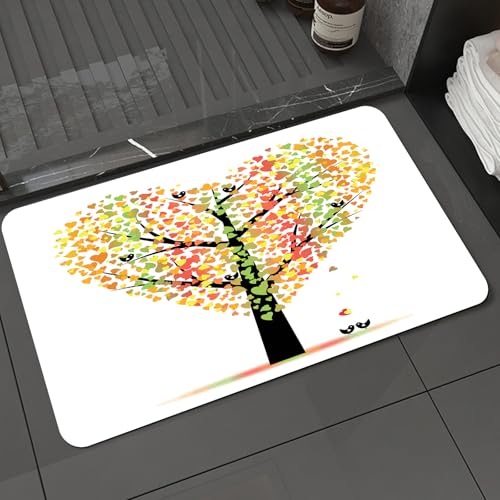 KDWJS Badematte rutschfest Super Absorbierende Badezimmerteppich,Waschbar Duschvorleger,Badewannen undBadezimmer, Baum des Lebens, herzförmiger Valentinstagsbaum mit küssenden Liebesvögeln,40x60 cm KDWJS Badematte rutschfest Super Absorbierende Badezimmerteppich,Waschbar Duschvorleger,Badewannen undBadezimmer, Baum des Lebens, herzförmiger Valentinstagsbaum mit küssenden Liebesvögeln,40x60 cm von KDWJS
