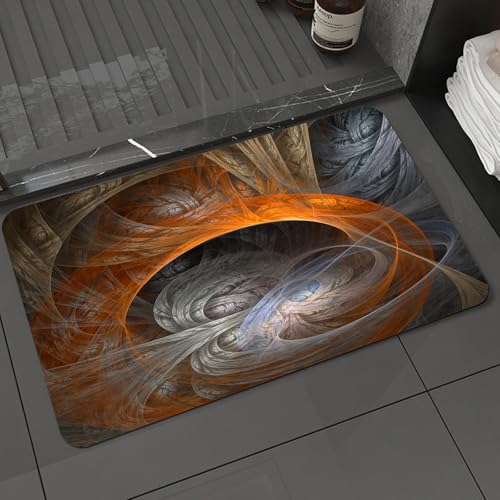 KDWJS Badematte rutschfest Super Absorbierende Badezimmerteppich,Waschbar Duschvorleger,Badewannen undBadezimmer,3D-Fraktal, ätherisches Konzept, Fantasy-Magie-Kunstdruck in dunklen Tönen,40x60 cm von KDWJS