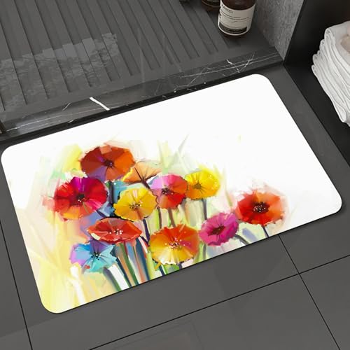 KDWJS Badematte rutschfest Super Absorbierende Badezimmerteppich,Waschbar Duschvorleger,Badewannen undBadezimmer,Aquarell Blume, Gerbera Blumensträuße Romantik Eleganz Duft Blo,40x60 cm KDWJS Badematte rutschfest Super Absorbierende Badezimmerteppich,Waschbar Duschvorleger,Badewannen undBadezimmer,Aquarell Blume, Gerbera Blumensträuße Romantik Eleganz Duft Blo,40x60 cm von KDWJS