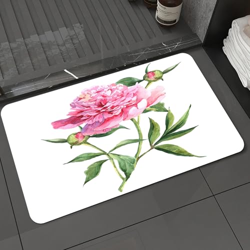 KDWJS Badematte rutschfest Super Absorbierende Badezimmerteppich,Waschbar Duschvorleger,Badewannen undBadezimmer,Aquarell Blume, Vintage Pfingstrose Malerei botanische früh,40x60 cm KDWJS Badematte rutschfest Super Absorbierende Badezimmerteppich,Waschbar Duschvorleger,Badewannen undBadezimmer,Aquarell Blume, Vintage Pfingstrose Malerei botanische früh,40x60 cm von KDWJS
