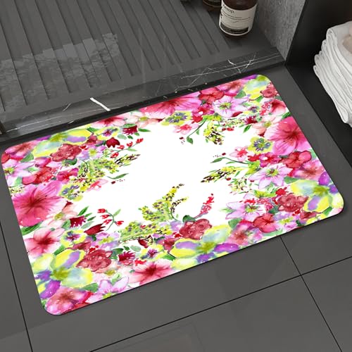 KDWJS Badematte rutschfest Super Absorbierende Badezimmerteppich,Waschbar Duschvorleger,Badewannen undBadezimmer,Aquarell-Blumendekor, frische, lockige Weiden- und Dahlie-Blumen-Sommerknosp,40x60 cm KDWJS Badematte rutschfest Super Absorbierende Badezimmerteppich,Waschbar Duschvorleger,Badewannen undBadezimmer,Aquarell-Blumendekor, frische, lockige Weiden- und Dahlie-Blumen-Sommerknosp,40x60 cm von KDWJS