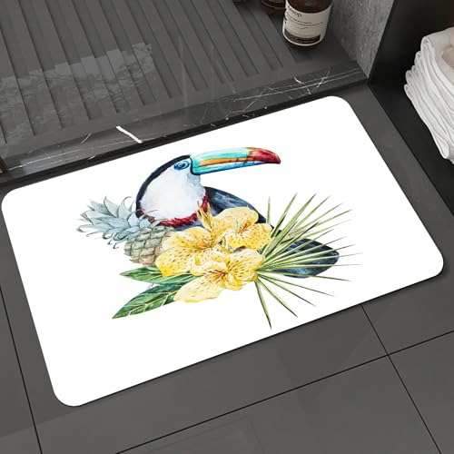 KDWJS Badematte rutschfest Super Absorbierende Badezimmerteppich,Waschbar Duschvorleger,Badewannen undBadezimmer,Aquarell Tropische Freude umgeben von Früchten und Blumen, Ananas und Blumen,40x60 cm KDWJS Badematte rutschfest Super Absorbierende Badezimmerteppich,Waschbar Duschvorleger,Badewannen undBadezimmer,Aquarell Tropische Freude umgeben von Früchten und Blumen, Ananas und Blumen,40x60 cm von KDWJS