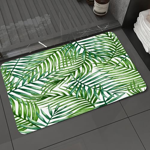 KDWJS Badematte rutschfest Super Absorbierende Badezimmerteppich,Waschbar Duschvorleger,Badewannen undBadezimmer,Aquarellmuster mit tropischen Palmblättern.,40x60 cm KDWJS Badematte rutschfest Super Absorbierende Badezimmerteppich,Waschbar Duschvorleger,Badewannen undBadezimmer,Aquarellmuster mit tropischen Palmblättern.,40x60 cm von KDWJS
