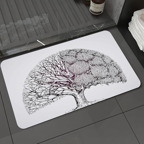 KDWJS Badematte rutschfest Super Absorbierende Badezimmerteppich,Waschbar Duschvorleger,Badewannen undBadezimmer,Baum des Lebens, Pflanze mit verschiedenen Motiven, blattlos und Blütenblätt,40x60 cm KDWJS Badematte rutschfest Super Absorbierende Badezimmerteppich,Waschbar Duschvorleger,Badewannen undBadezimmer,Baum des Lebens, Pflanze mit verschiedenen Motiven, blattlos und Blütenblätt,40x60 cm von KDWJS