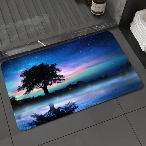 KDWJS Badematte rutschfest Super Absorbierende Badezimmerteppich,Waschbar Duschvorleger,Badewannen undBadezimmer,Baumumrisse und Sternenhimmel, Bäume und Himmelskörper leuchten, Bäume neben,40x60 cm KDWJS Badematte rutschfest Super Absorbierende Badezimmerteppich,Waschbar Duschvorleger,Badewannen undBadezimmer,Baumumrisse und Sternenhimmel, Bäume und Himmelskörper leuchten, Bäume neben,40x60 cm von KDWJS