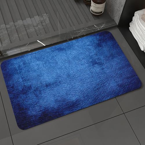 KDWJS Badematte rutschfest Super Absorbierende Badezimmerteppich,Waschbar Duschvorleger,Badewannen undBadezimmer,Blaue komplizierte Linien Leder Textur Rissmuster Hintergrund,40x60 cm von KDWJS