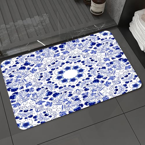 KDWJS Badematte rutschfest Super Absorbierende Badezimmerteppich,Waschbar Duschvorleger,Badewannen undBadezimmer,Blume, Wirbelblütenblätter aus dem Nahen Osten mit ethnischen osmanischen Vo,40x60 cm von KDWJS