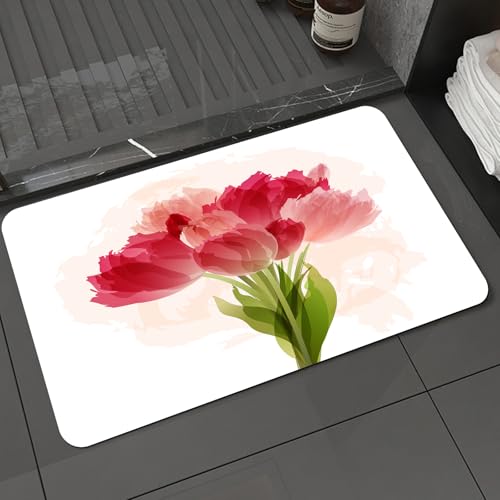 KDWJS Badematte rutschfest Super Absorbierende Badezimmerteppich,Waschbar Duschvorleger,Badewannen undBadezimmer,Blumen, Aquarellmalerei Blumenstrauß Tulpen Kunstdruck bot,40x60 cm KDWJS Badematte rutschfest Super Absorbierende Badezimmerteppich,Waschbar Duschvorleger,Badewannen undBadezimmer,Blumen, Aquarellmalerei Blumenstrauß Tulpen Kunstdruck bot,40x60 cm von KDWJS