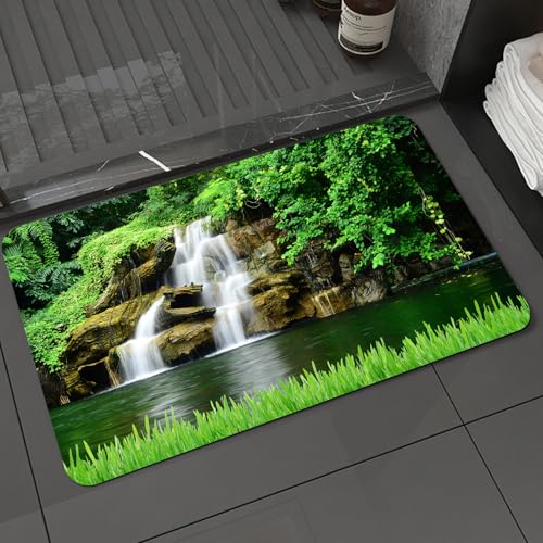 KDWJS Badematte rutschfest Super Absorbierende Badezimmerteppich,Waschbar Duschvorleger,Badewannen undBadezimmer,Der Wasserfall ist von grünen Pflanzen umgeben, der ruhige Wasserfall türmt,40x60 cm KDWJS Badematte rutschfest Super Absorbierende Badezimmerteppich,Waschbar Duschvorleger,Badewannen undBadezimmer,Der Wasserfall ist von grünen Pflanzen umgeben, der ruhige Wasserfall türmt,40x60 cm von KDWJS