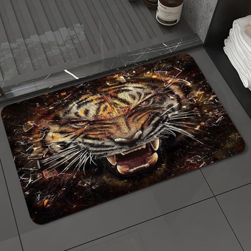 KDWJS Badematte rutschfest Super Absorbierende Badezimmerteppich,Waschbar Duschvorleger,Badewannen undBadezimmer,Der Wilde Tiger entfesselt Seine Primitive Kraft, Brüllender majestätischer,40x60 cm KDWJS Badematte rutschfest Super Absorbierende Badezimmerteppich,Waschbar Duschvorleger,Badewannen undBadezimmer,Der Wilde Tiger entfesselt Seine Primitive Kraft, Brüllender majestätischer,40x60 cm von KDWJS