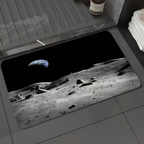 KDWJS Badematte rutschfest Super Absorbierende Badezimmerteppich,Waschbar Duschvorleger,Badewannen undBadezimmer,Die Oberfläche des grauen Mondes, übersät mit Felsen, die Erde in den dunkle,40x60 cm KDWJS Badematte rutschfest Super Absorbierende Badezimmerteppich,Waschbar Duschvorleger,Badewannen undBadezimmer,Die Oberfläche des grauen Mondes, übersät mit Felsen, die Erde in den dunkle,40x60 cm von KDWJS