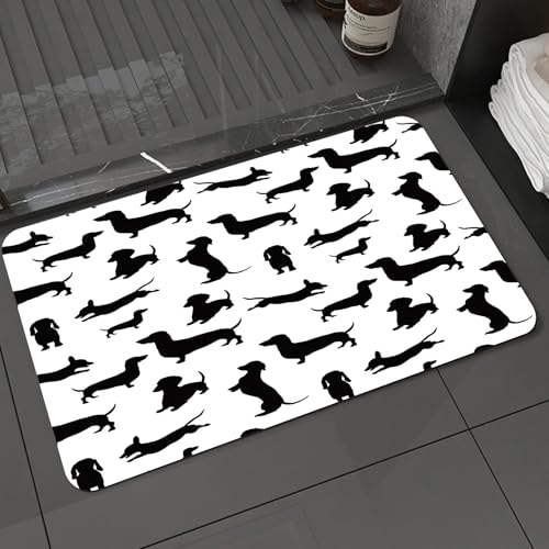 KDWJS Badematte rutschfest Super Absorbierende Badezimmerteppich,Waschbar Duschvorleger,Badewannen undBadezimmer,Eine Reihe schwarzer Dackel-Silhouetten erzeugen skurrile Muster in verschie,40x60 cm KDWJS Badematte rutschfest Super Absorbierende Badezimmerteppich,Waschbar Duschvorleger,Badewannen undBadezimmer,Eine Reihe schwarzer Dackel-Silhouetten erzeugen skurrile Muster in verschie,40x60 cm von KDWJS