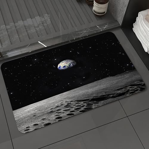 KDWJS Badematte rutschfest Super Absorbierende Badezimmerteppich,Waschbar Duschvorleger,Badewannen undBadezimmer,Erde, Planet Erde vom Mond aus gesehen Weltraum Milchstraße Tr,40x60 cm von KDWJS