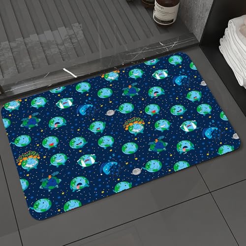 KDWJS Badematte rutschfest Super Absorbierende Badezimmerteppich,Waschbar Duschvorleger,Badewannen undBadezimmer,Erde mit verschiedenen Ausdrücken. Einzigartiger und Trendiger Musterhinterg,40x60 cm von KDWJS