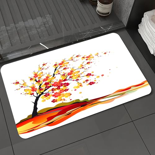 KDWJS Badematte rutschfest Super Absorbierende Badezimmerteppich,Waschbar Duschvorleger,Badewannen undBadezimmer,Flatternde Blüten auf dem lebendigen Baum – geküsste Blüten in Einer farbenf,40x60 cm von KDWJS