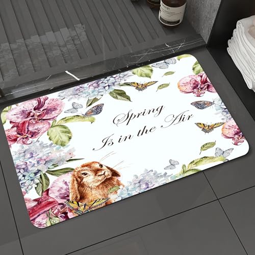 KDWJS Badematte rutschfest Super Absorbierende Badezimmerteppich,Waschbar Duschvorleger,Badewannen undBadezimmer,Frühlingsblumen, Schmetterlinge und Kaninchen, Blumen, Schmetterlinge und Te,40x60 cm KDWJS Badematte rutschfest Super Absorbierende Badezimmerteppich,Waschbar Duschvorleger,Badewannen undBadezimmer,Frühlingsblumen, Schmetterlinge und Kaninchen, Blumen, Schmetterlinge und Te,40x60 cm von KDWJS