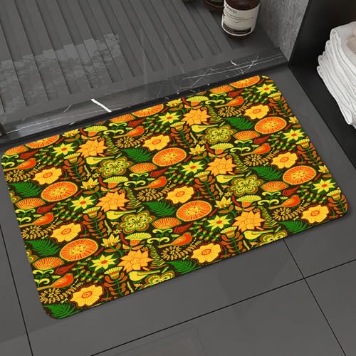 KDWJS Badematte rutschfest Super Absorbierende Badezimmerteppich,Waschbar Duschvorleger,Badewannen undBadezimmer,Garten, dekoratives Natur-Wildtiermuster mit Vögeln und Sommerblumen,40x60 cm von KDWJS